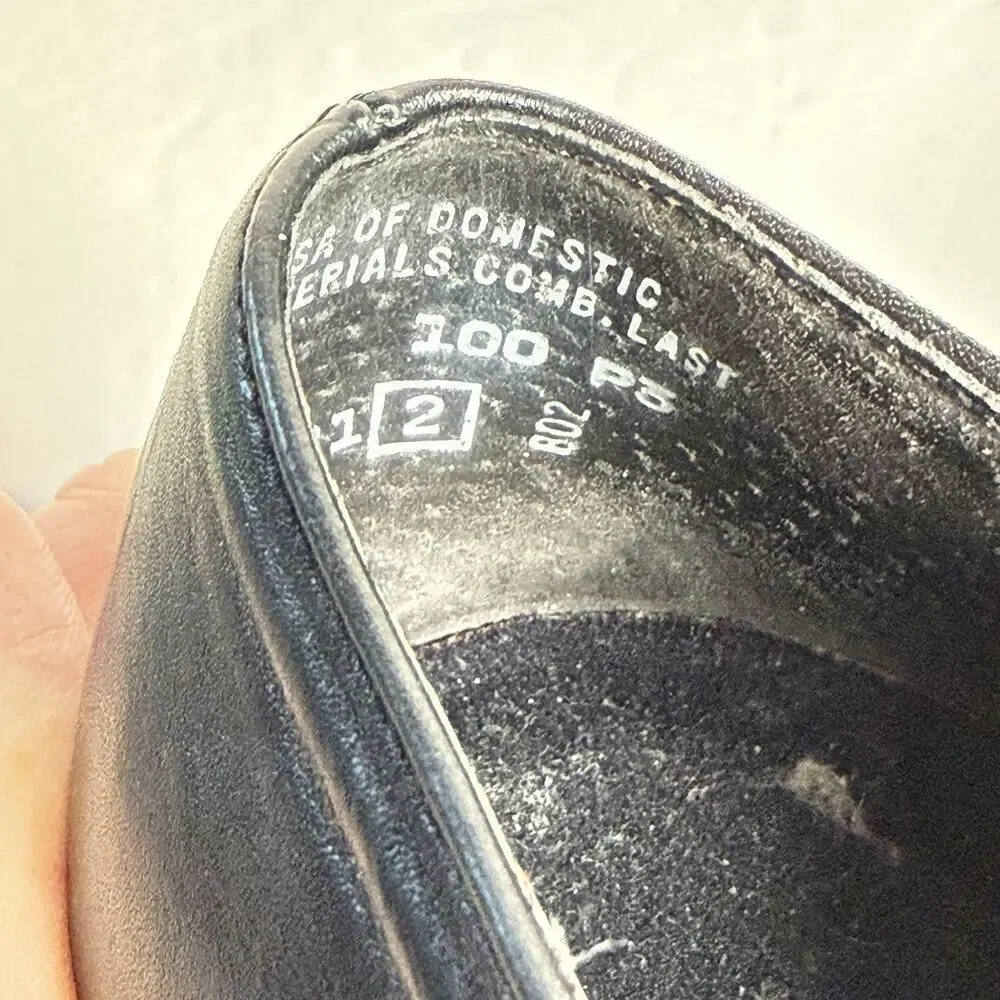 Munro American Black Leather Slip On Comfort Shoes Womens 7.5N Narrow USA